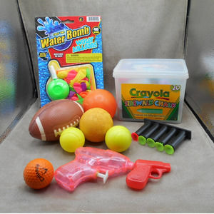 Outdoor Fun Lot: Sidewalk Chalk, Water Balloons, Balls, Water Gun